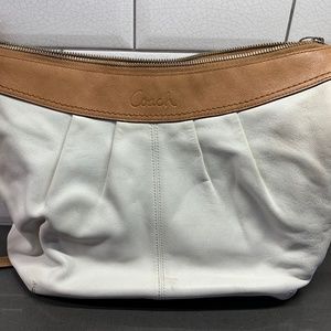 Coach White and Tan Leather Purse